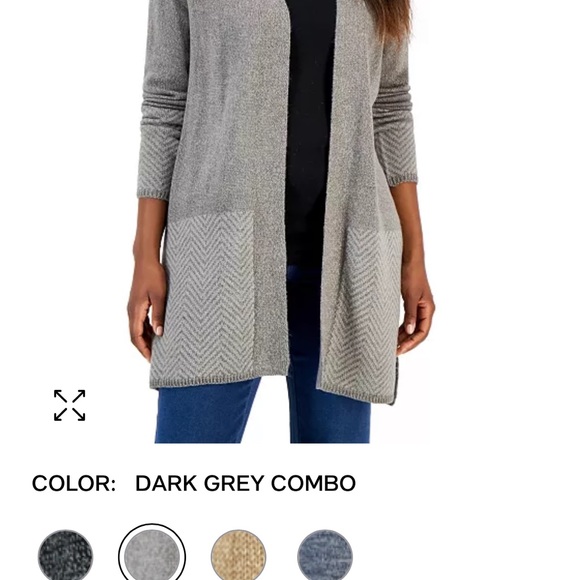 Karen Scott Cotton Turbo-Print Open Cardigan - Picture 2 of 8